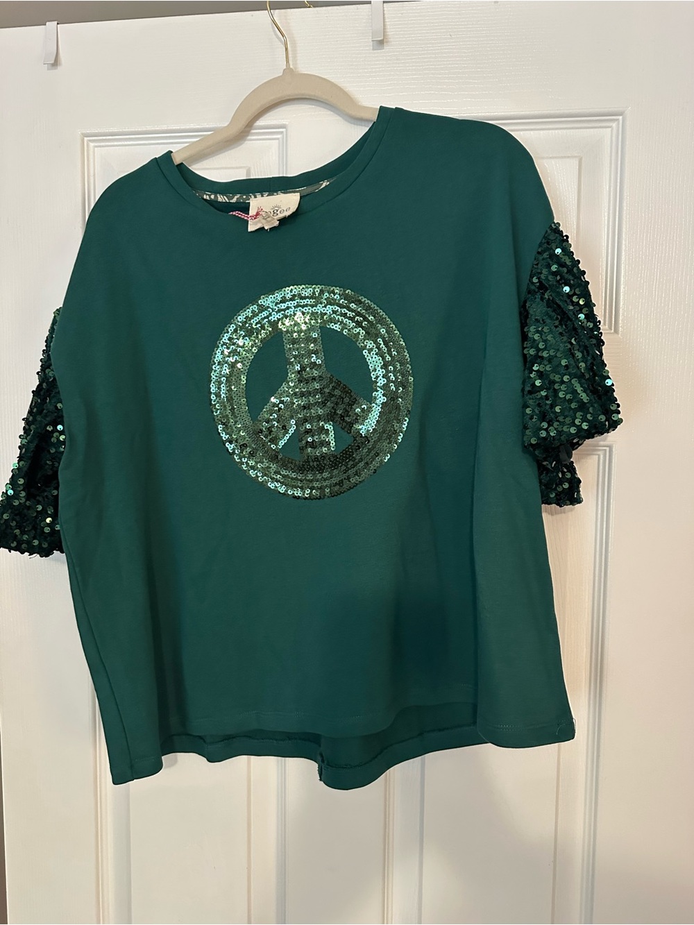 Umgee Teal Top with Black Sequin Design